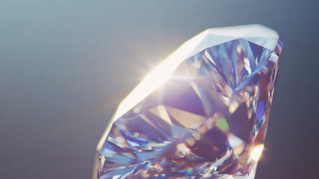A stunning close-up of a sparkling gemstone, showcasing its brilliance and clarity. The light reflects beautifully off its facets, creating an elegant and luxurious visual.の素材
