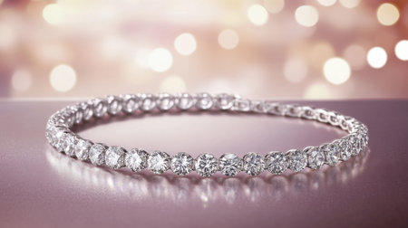 A stunning diamond bracelet elegantly displayed on a soft sparkling background, perfect for showcasing luxury and beauty in jewelry fashion.の素材