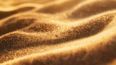 Beautiful close-up of golden sand dunes, showcasing a smooth and shimmering texture. Ideal for backgrounds or nature-themed projects with a tranquil vibe.の素材