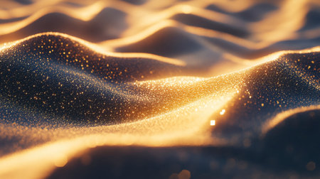 A captivating view of golden waves shimmering softly under warm light, creating a serene and tranquil atmosphere perfect for artistic projects and backgrounds.の素材