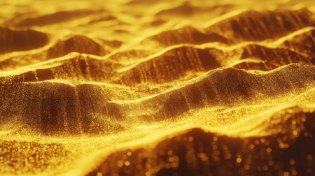 This captivating image showcases rolling waves of shimmering golden sand, creating a mesmerizing abstract texture that evokes warmth and tranquility.の素材