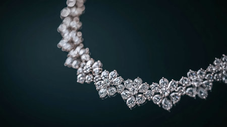 Stunning silver necklace featuring intricate flower designs adorned with sparkling gems, perfect for adding a touch of elegance to any outfit.の素材