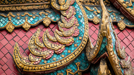 Explore the intricate details of traditional architecture, showcasing vibrant colors and patterns that reflect cultural heritage and artistic craftsmanship.の素材