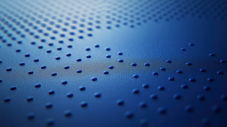 This abstract image features a close-up of a blue surface adorned with evenly spaced dots, creating a modern and vibrant texture for various design applications.の素材