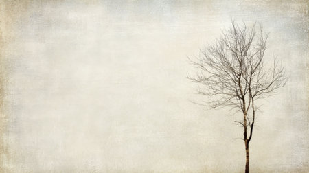 A minimalist image of a bare tree against a soft, light background, capturing the essence of solitude and tranquility in nature. Perfect for artistic projects.の素材
