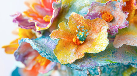 A stunning bouquet of colorful flowers showcasing intricate textures and vibrant hues, perfect for adding a burst of beauty to any decor or art project.の素材