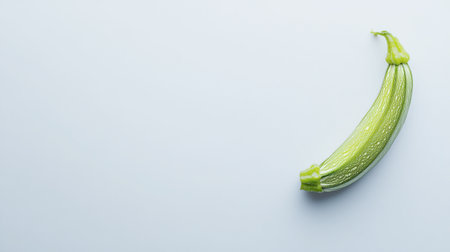 A vibrant green zucchini rests on a light background, symbolizing healthy eating and fresh produce. Ideal for culinary and food-related themes.の素材