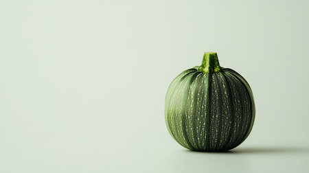 A fresh round green squash sits on a minimalist background, showcasing its vibrant color and texture, ideal for cooking and nutrition-focused themes.の素材