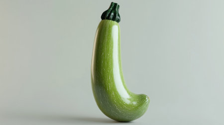 This vibrant green zucchini stands elegantly against a light background, showcasing its smooth surface and fresh appearance, perfect for culinary presentations.の素材