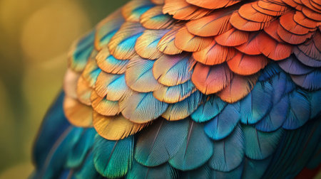 A close-up of a peacock vibrant feathers, showcasing the stunning iridescent colors and patterns.の素材