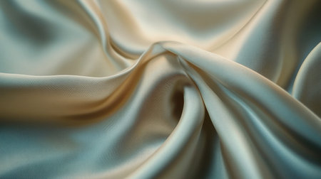 A close-up of silk fabric flowing gently in the wind, showcasing its smooth texture and luxurious sheen.の素材
