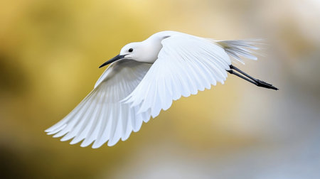 A close-up of a bird in mid-flight, wings fully spread as it glides through the air.の素材