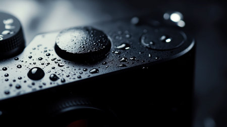 A close-up of a camera shutter button being pressed, capturing the moment.の素材