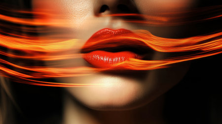 A mouth in mid-speech, with the focus on the lips forming words, evoking a sense of communication.の素材