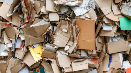 A pile of recycled paper and cardboard, illustrating eco-friendly practices and the importance of sustainable paper use.の素材