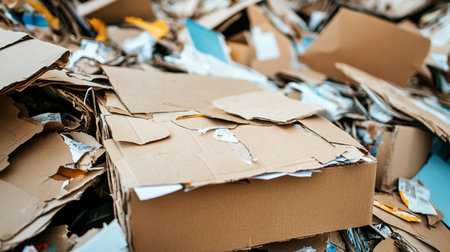 A pile of recycled paper and cardboard, illustrating eco-friendly practices and the importance of sustainable paper use.の素材