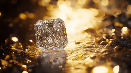 A radiant diamond shining under the spotlight, showcasing its flawless clarity and perfect cut.の素材