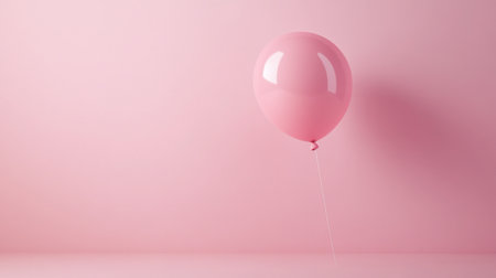 A single pink balloon floating against a smooth pink backdrop, adding a playful vibe.の素材