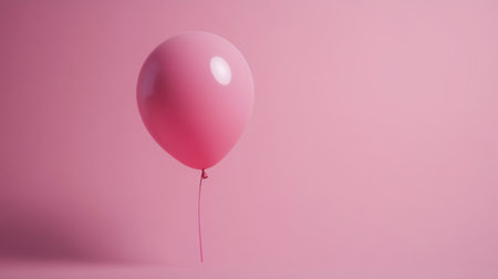 A single pink balloon floating against a smooth pink backdrop, adding a playful vibe.の素材