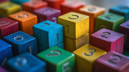 A collection of counting cubes in different colors, designed to help children understand numbers and quantities.の素材