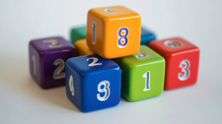 A collection of counting cubes in different colors, designed to help children understand numbers and quantities.の素材