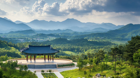 The breathtaking scenery of the DMZ (Demilitarized Zone), showcasing its historical significance and natural beauty.の素材