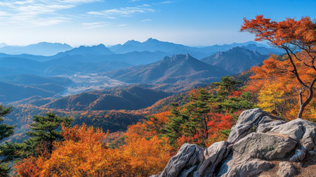 The picturesque scenery of the Geumsan Mountain, known for its stunning views and hiking trails.の素材