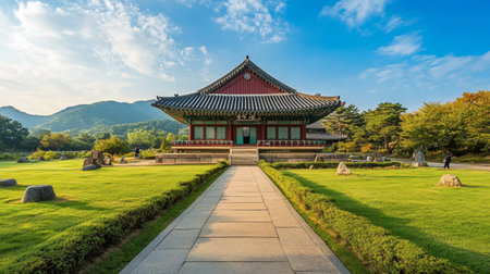 The vibrant Gyeongju Historic Area, filled with ancient tombs and temples, showcasing Korea's rich history and culture.の素材