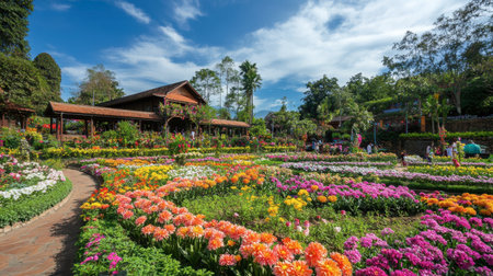 Colorful flowers in bloom at Wang Nam Khiao, known as the Switzerland of Isaan.の素材