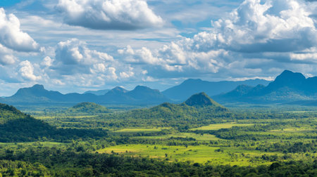 Stunning landscapes of Khao Yai National Park as seen from Pha Kluai Mai Campsite.の素材