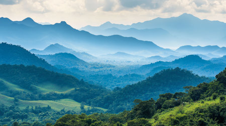Stunning landscapes of Khao Yai National Park as seen from Pha Kluai Mai Campsite.の素材