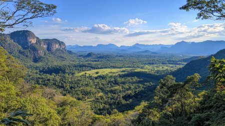 Stunning landscapes of Khao Yai National Park as seen from Pha Kluai Mai Campsite.の素材