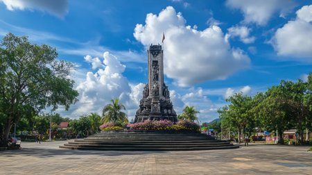 The iconic Thao Suranaree Monument, honoring the heroine of Korat, in the city center.の素材