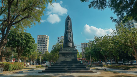 The iconic Thao Suranaree Monument, honoring the heroine of Korat, in the city center.の素材