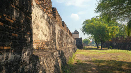 The historical fortifications at Korat Old City Wall, showcasing centuries-old architecture.の素材