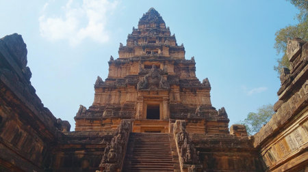 The grand stupa at Phanom Rung Historical Park, a symbol of the ancient Khmer empire.の素材