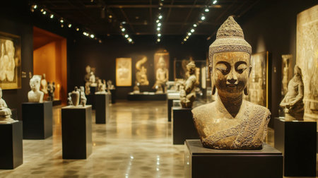 The cultural richness of Maha Viravong National Museum, showcasing artifacts and ancient Thai art.の素材
