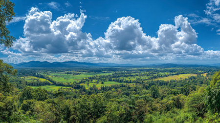 A panoramic view of Khao Yai National Park from a popular viewpoint in Korat.の素材