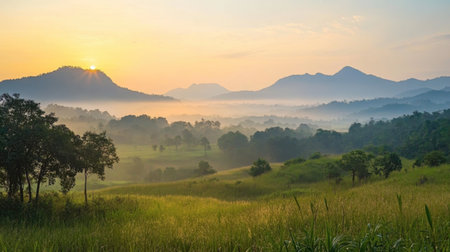 Stunning landscapes of Khao Yai National Park as seen from Pha Kluai Mai Campsite.の素材
