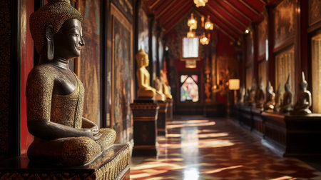 The cultural richness of Maha Viravong National Museum, showcasing artifacts and ancient Thai art.の素材