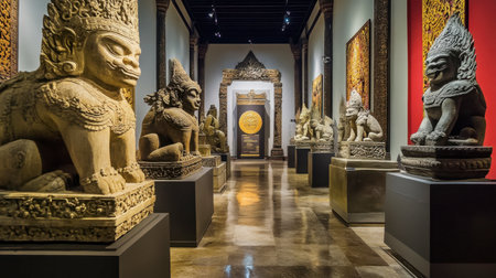 The cultural richness of Maha Viravong National Museum, showcasing artifacts and ancient Thai art.の素材