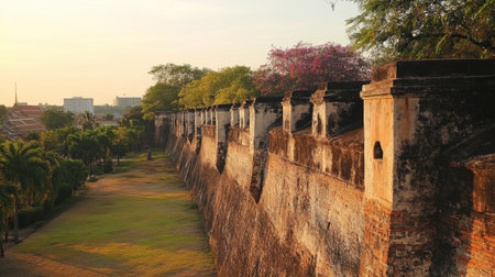 The historical fortifications at Korat Old City Wall, showcasing centuries-old architecture.の素材