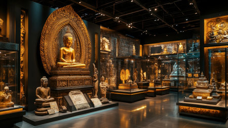 The cultural richness of Maha Viravong National Museum, showcasing artifacts and ancient Thai art.の素材