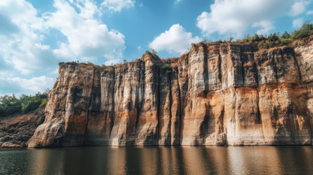 The impressive cliffs and rock formations at the Srinakarin Dam, perfect for photography.の素材