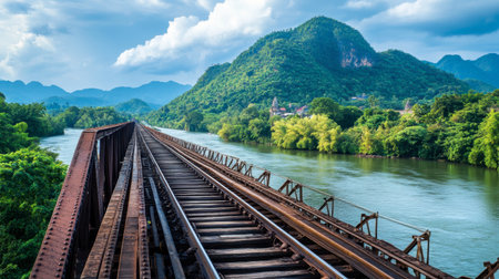 The scenic routes along the River Kwai, perfect for leisurely drives or bike rides.の素材