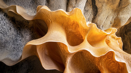 A close-up of the unique cave formations inside the Tham Krasae Cave along the railway.の素材