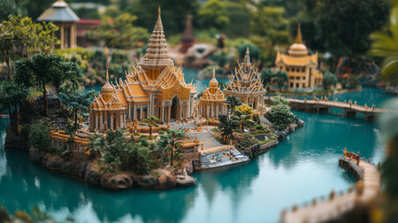 A visit to the Mini Siam park in Pattaya, featuring miniature replicas of famous landmarks from around the world.の素材