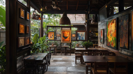 The cultural vibrancy of Khon Kaen's art galleries, showcasing contemporary and traditional Isan art.の素材