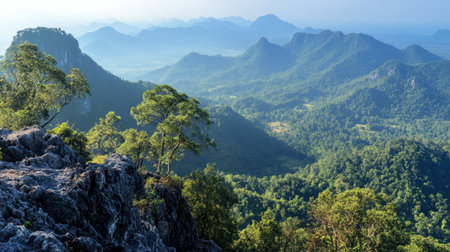 The breathtaking view from the top of Phu Kradung National Park, a popular destination for trekking and camping.の素材