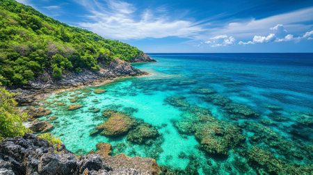 The stunning coral reefs at Koh Larn, a small island near Chonburi, perfect for snorkeling and diving.の素材